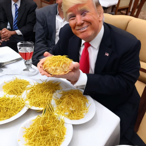 a photo of Trump with ddahi puri, gs = 9, infsteps = 100.png