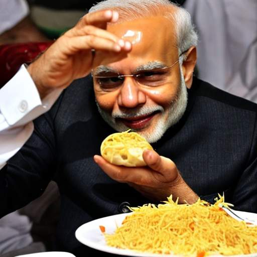 a photo of Modi eating ddahi puri food, high resolution, gs = 9, infsteps = 100.png