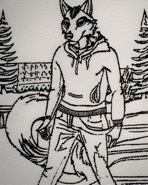 00245-2833040163-gvgtgm stylized lineart drawing, solo anthro male wolf with tail, buff, sweater and jeans, snow, park, trees.png