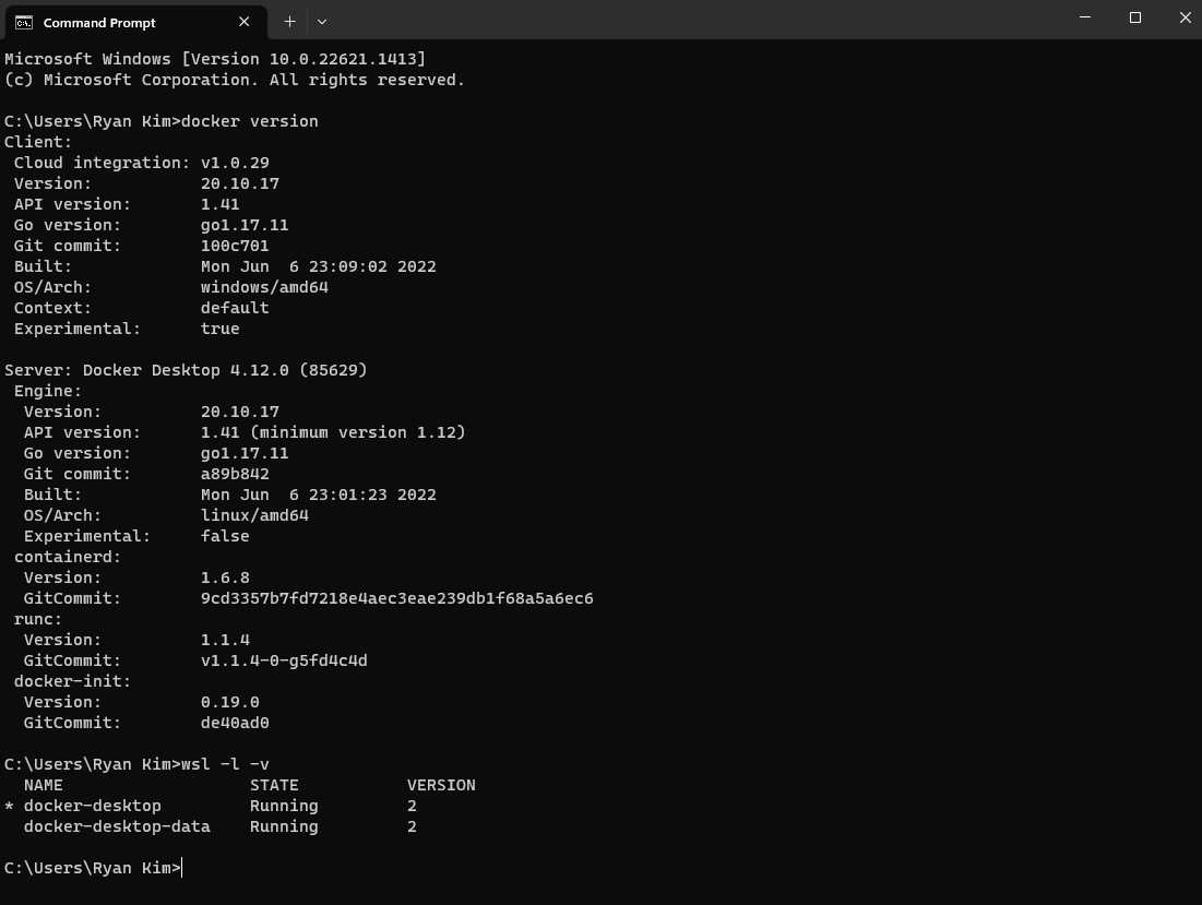 Docker and WSL Proof via CMD